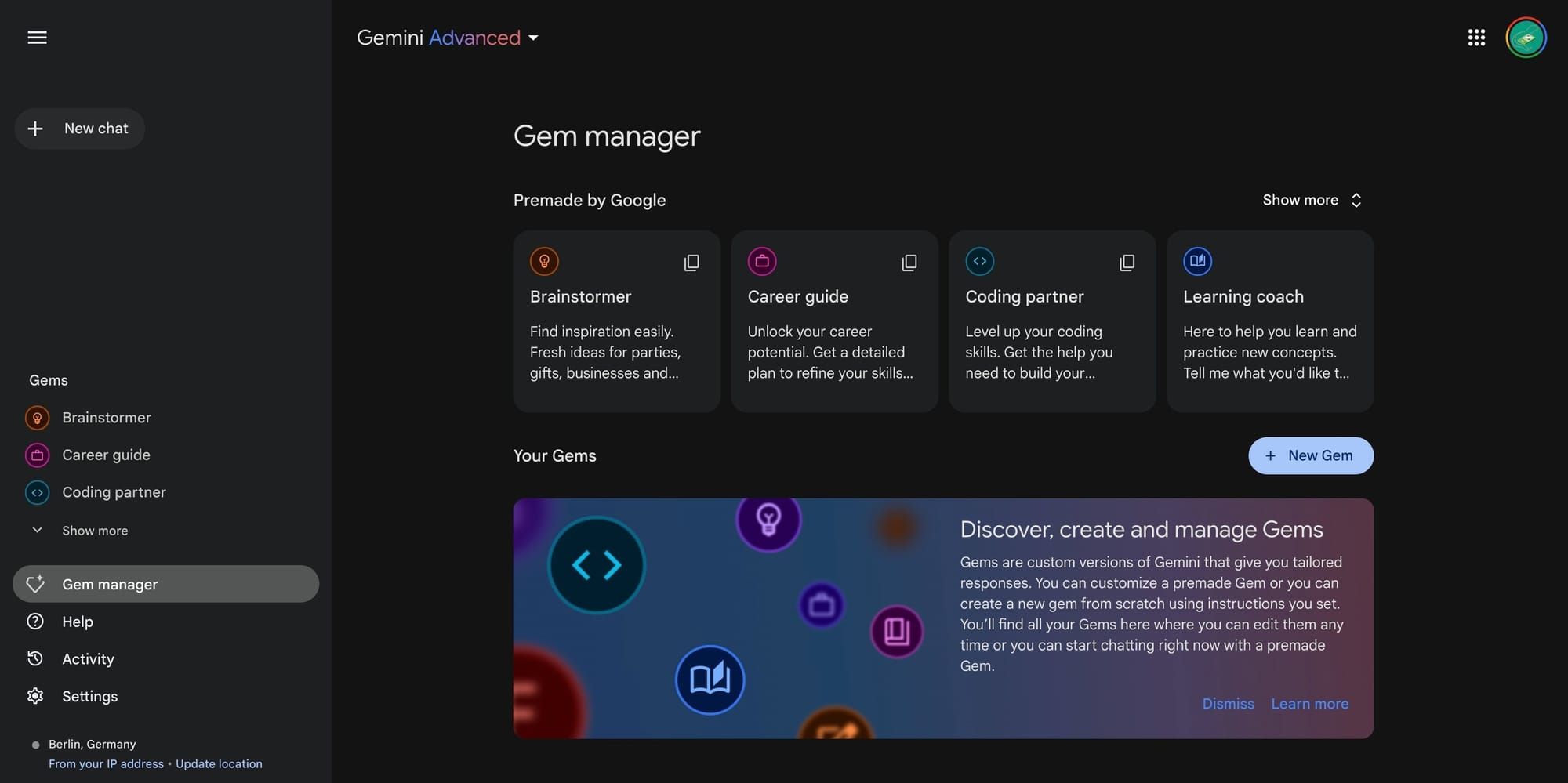 Gemini Gem Manager 화면